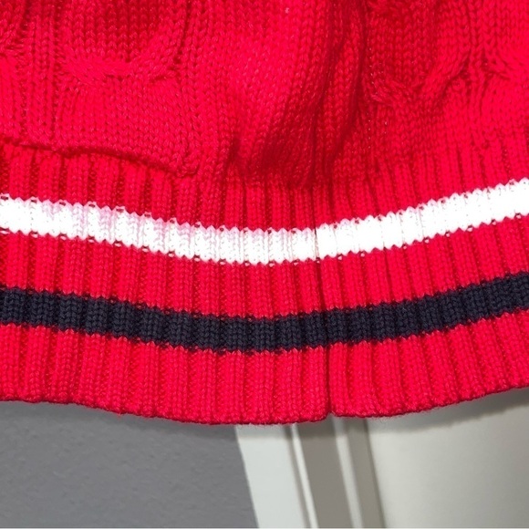 Vintage Twisted Cable Knit Sweater Long Cardigan Red Crest Rampant Lion Buttons - Picture 8 of 11